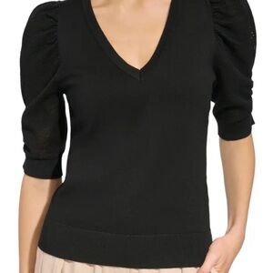 DKNY Black Women's Puff Sleeve Sweater